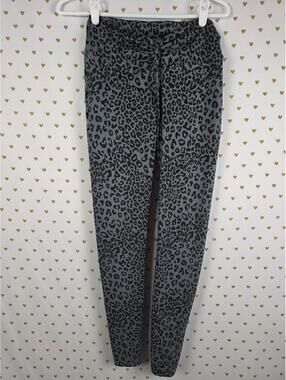 Victorias Secret PINK Leopard Cheetah Print BLUE Tie front leggings pants MEDIUM